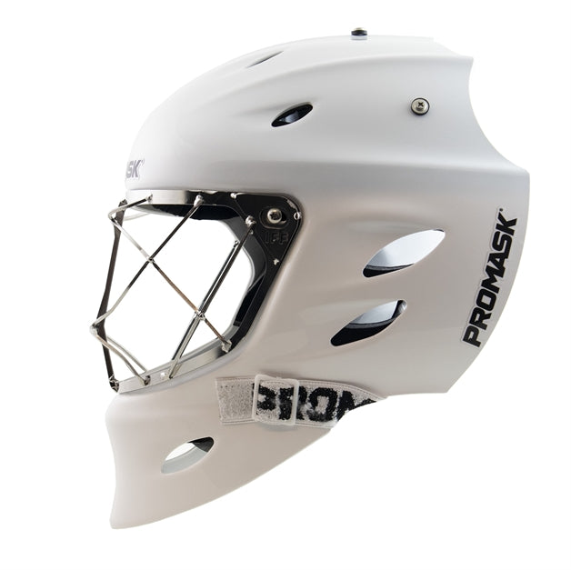 Målmands hjelm - Promask Raptor X1 - Hvid floorball hjelm / Ishockey hjelm
