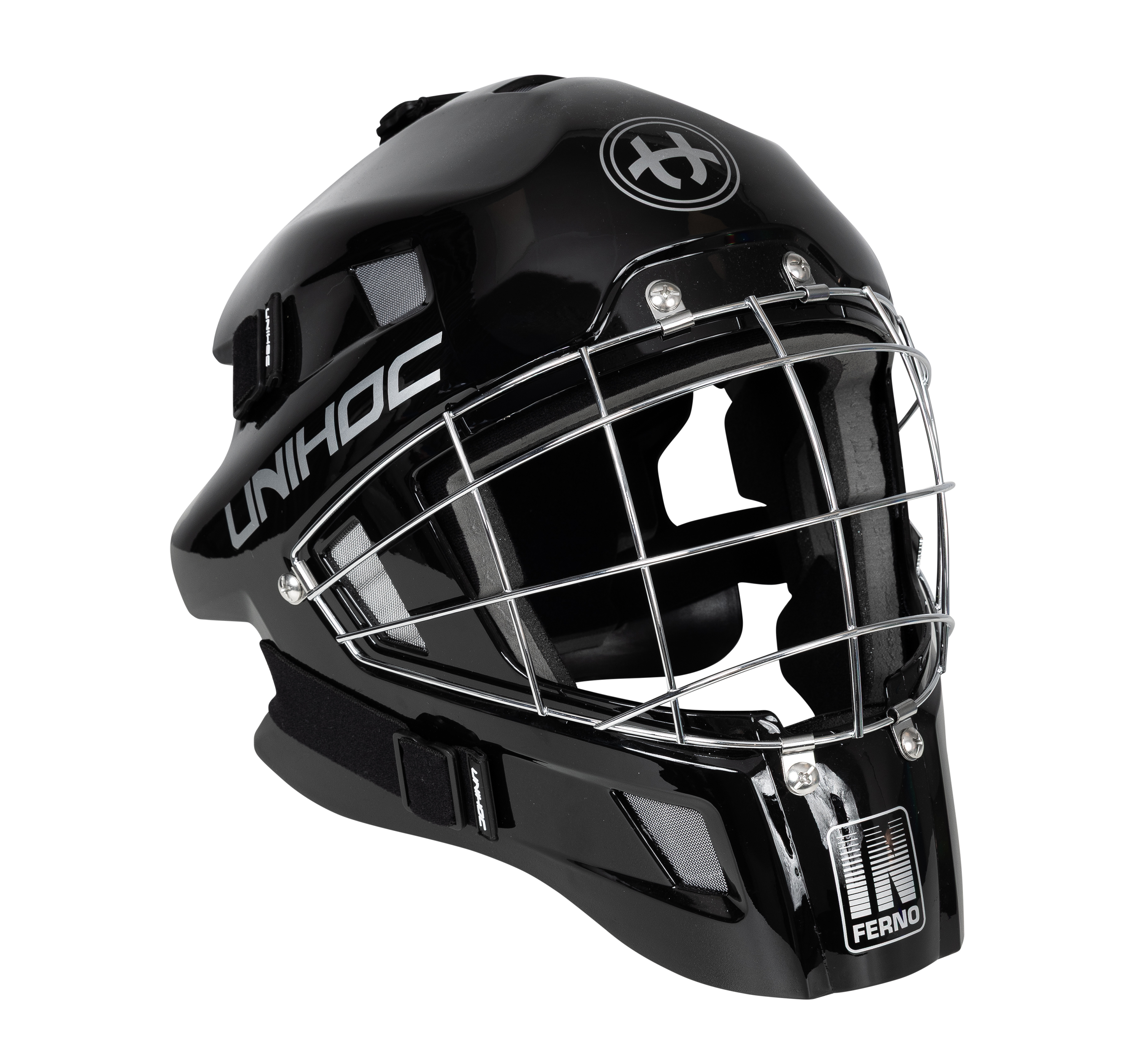 Målmandshjelm fra Unihoc - Inferno 44 Hjelm til målmand - Sort