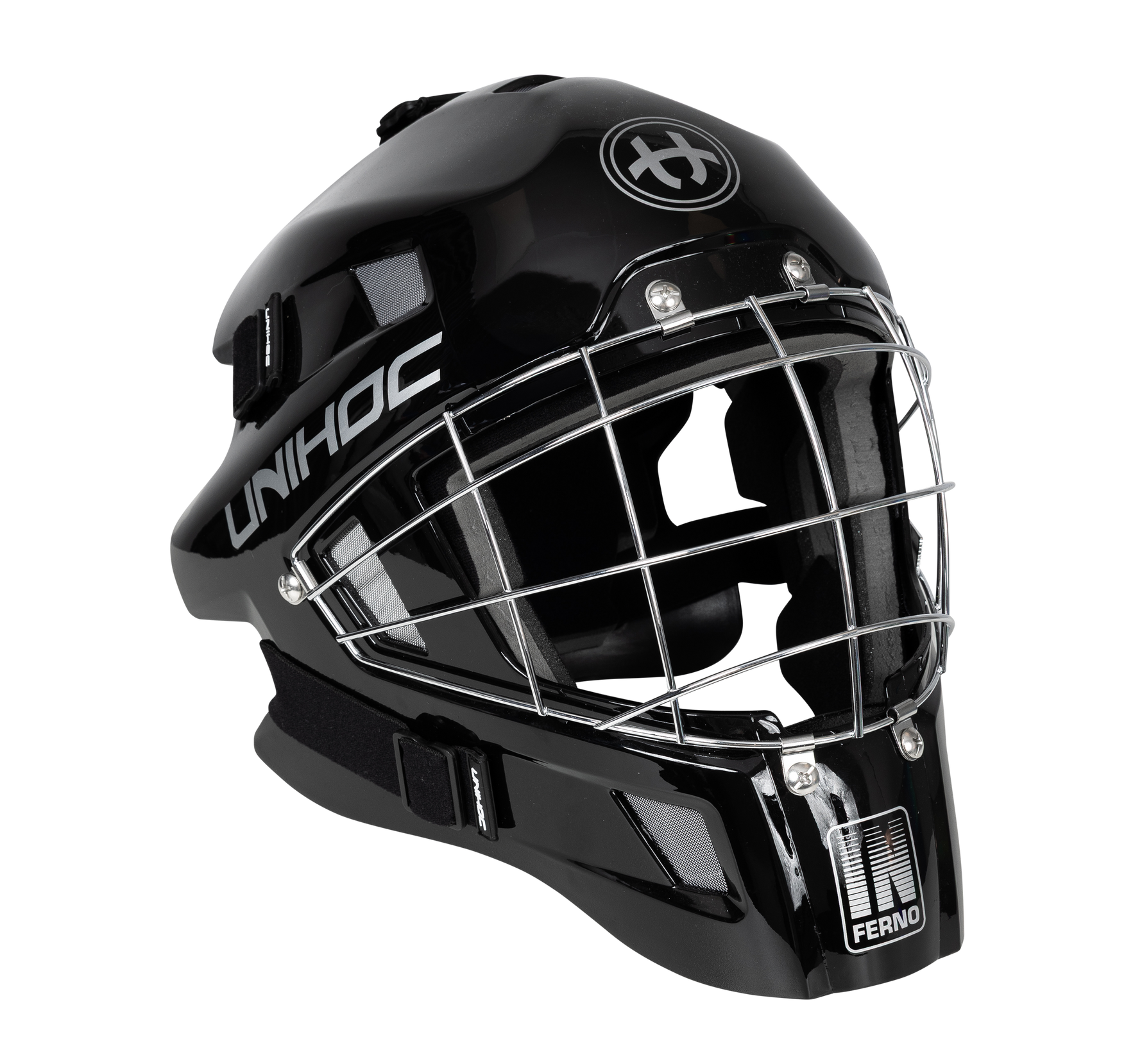 Målmandshjelm fra Unihoc - Inferno 44 Hjelm til målmand - Sort