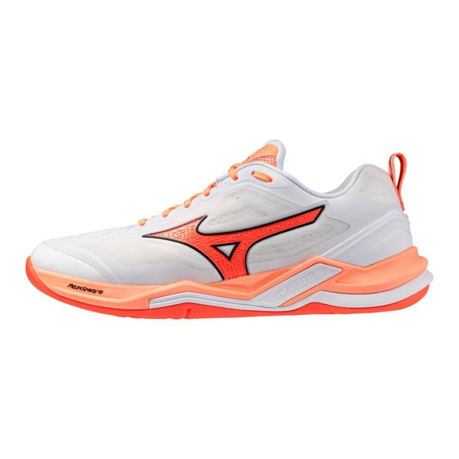Str. 42,5-44 Mizuno Floorball sko - Mizuno Wave Stealth Elite - Hvid/Orange