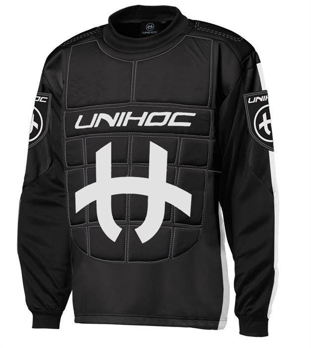 Sr. Målmands trøje - Unihoc Shield - Floorball bluse - Sort/Hvid