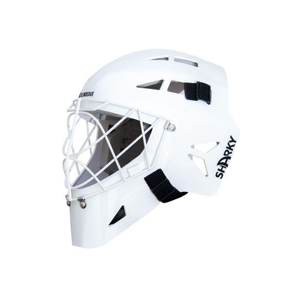 Målmandshjelm - Blindsave Sharky - Hvid floorball hjelm