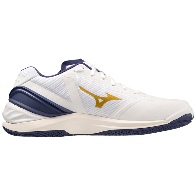 Str. 42-44,5 Mizuno Floorball sko - Mizuno Wave Stealth NEO - Hvid/blå/guld