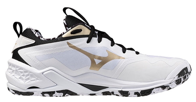 Str. 42-46 Mizuno Floorball sko - Mizuno Wave Stealth NEO 2 - Hvid/sort/guld