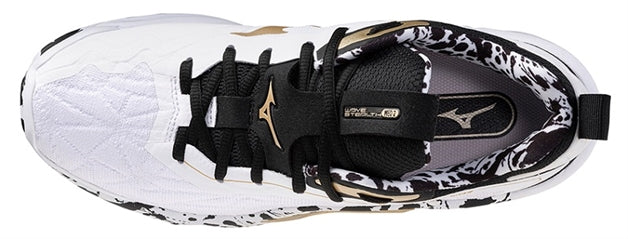 Str. 42-46 Mizuno Floorball sko - Mizuno Wave Stealth NEO 2 - Hvid/sort/guld