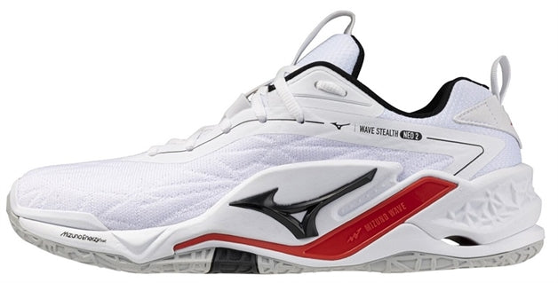 Str. 40,5-46 Mizuno Floorball sko - Mizuno Wave Stealth NEO 2 - Hvid/sort/rød