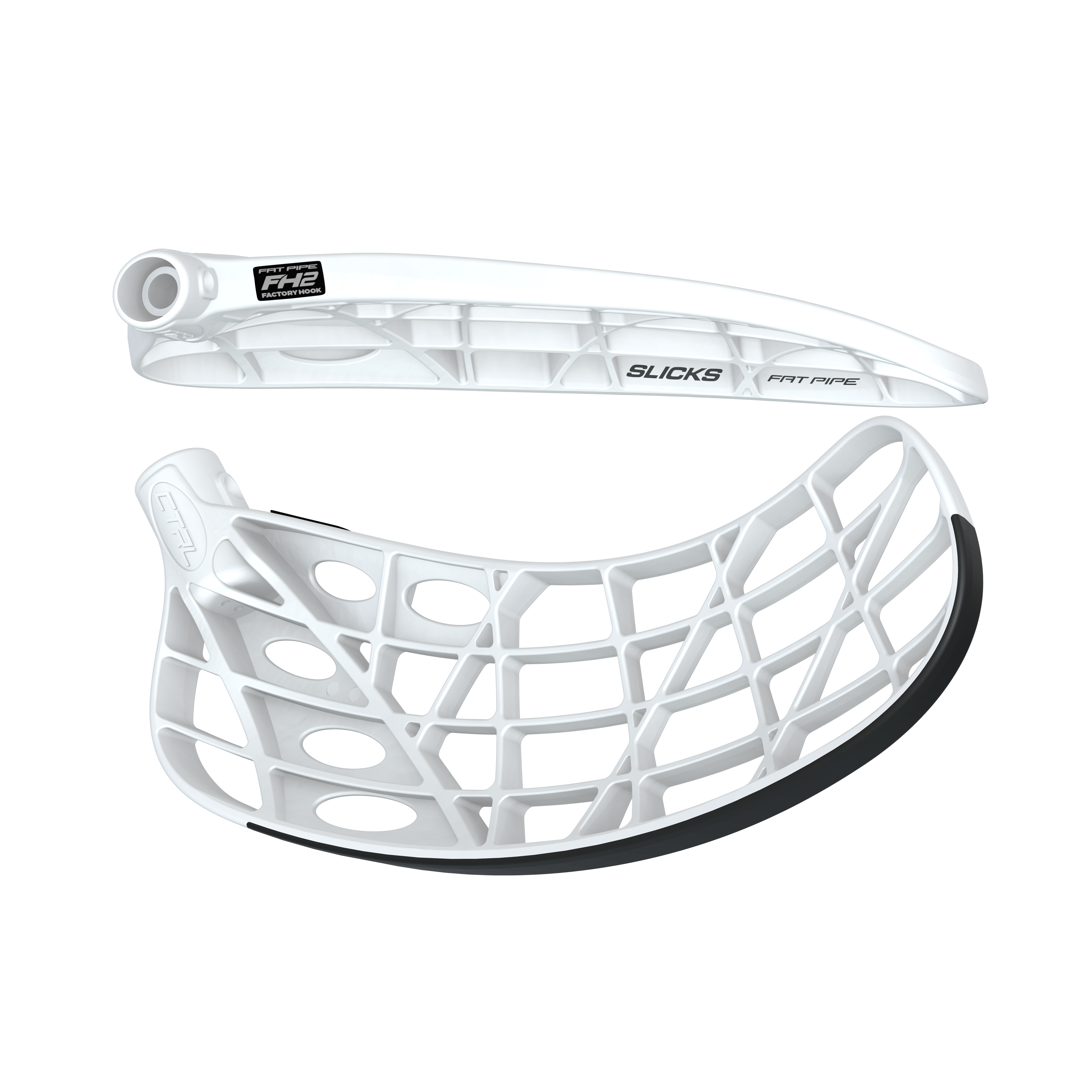 Floorball blad - FAT PIPE CTRL SLICKS FH2 - Stavblad - Ghost white/Coal Black
