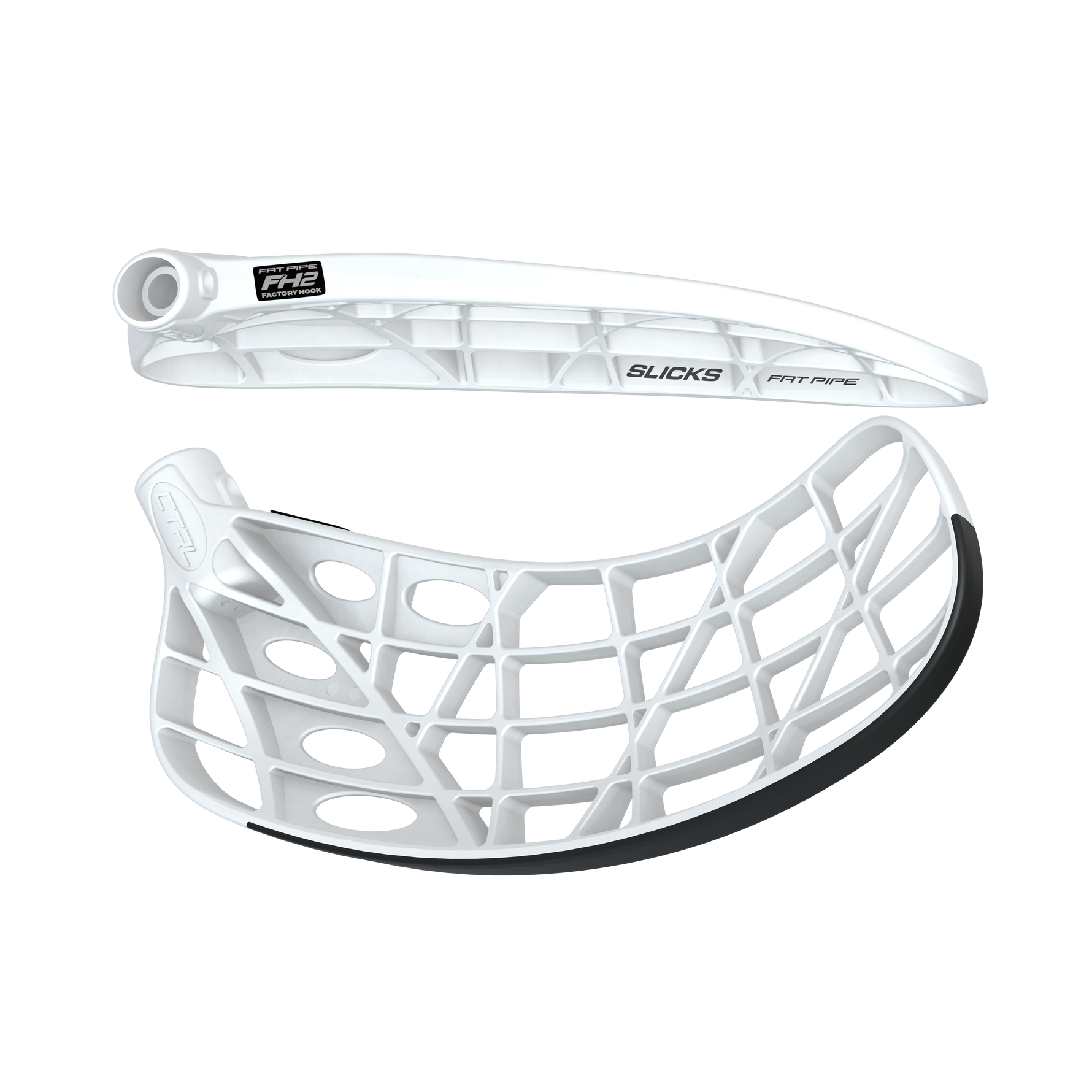 Floorball blad - FAT PIPE CTRL SLICKS FH2 - Stavblad - Ghost white/Coal Black