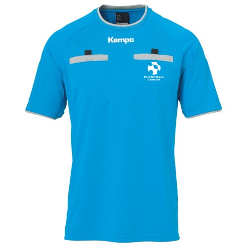 Kempa dommertrøje - dommer t-shirt - Blå med Floorball Danmark logo på brystet