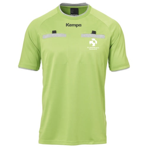 Kempa dommertrøje - Floorball dommer t-shirt - Grøn med Floorball Danmark logo på brystet