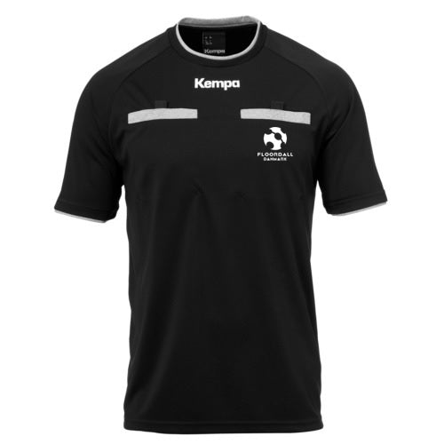 Kempa dommertrøje - Floorball dommer t-shirt - Sort med Floorball Danmark logo på brystet