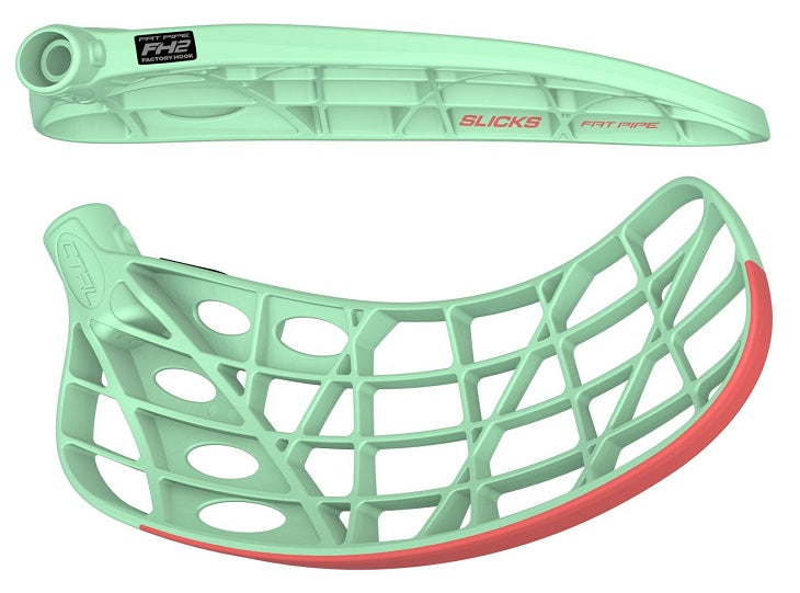 Floorball blad - FAT PIPE CTRL SLICKS FH2 - Stavblad - Fresh mint/Almost red