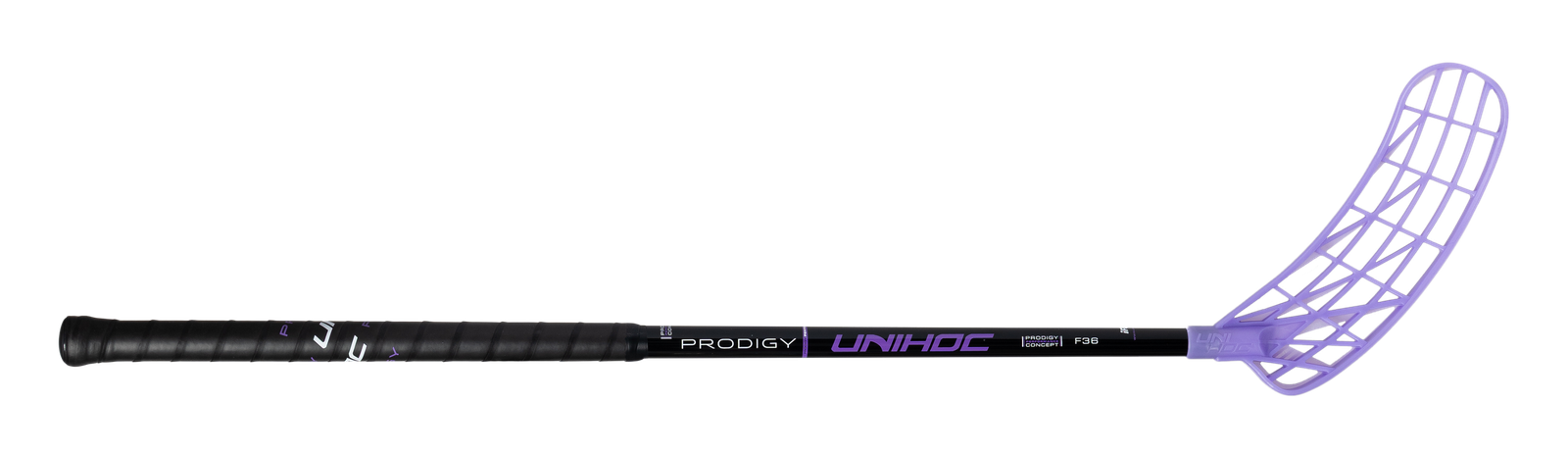 Junior 70-80 cm. - Unihoc UNILITE PRODIGY 36 - Floorballstav, sort / lilla