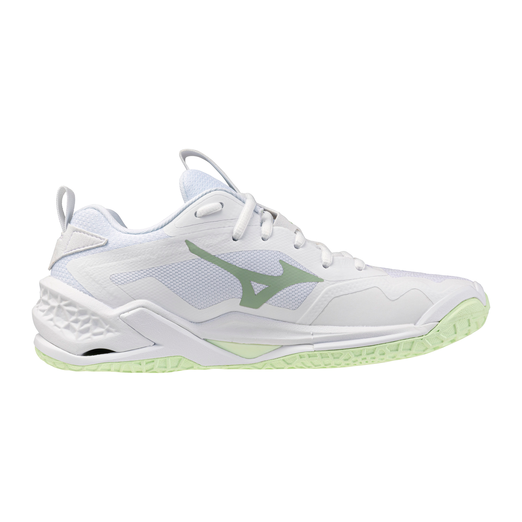 Str. 38,5-42 Mizuno Floorball sko - Mizuno Wave Stealth NEO 2.1 - Hvid/Lime Grøn