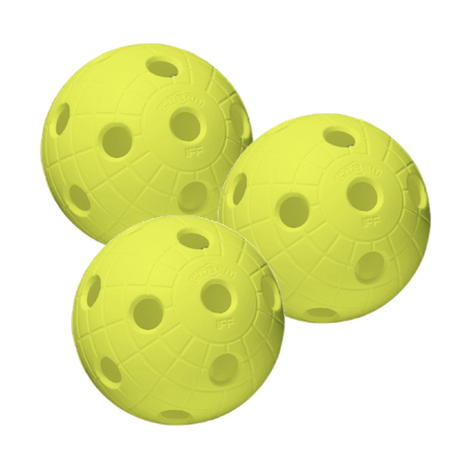 3-Pak Crater Floorball Bolde (Gul)