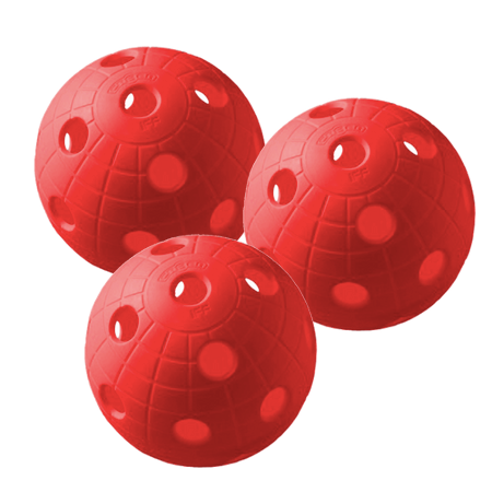 3-Pak Crater Floorball Bolde (Rød)