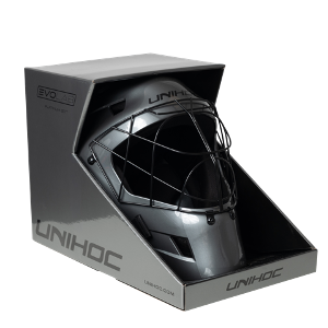 Målmands hjelm - Unihoc EVOLAB Platinum EDT - Graphite/Black floorball hjelm