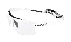 Sportsbriller - Unihoc hockey briller til voksne - Energy senior, hvid/sort