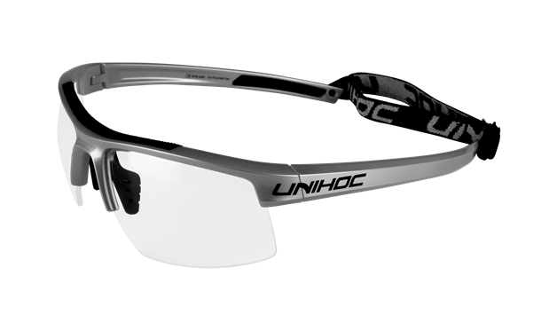 Sportsbriller - Unihoc hockey briller til voksne - Energy senior, graphite/sort