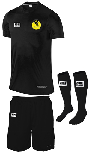 SPILLESÆT (Strandby Tornados hjemmebane dragt) - Zone Athlete - T-shirt, shorts og strømper inkl. klublogo (Str. 120-XXL)