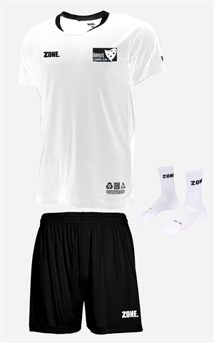 SPILLESÆT (Århus Floorball udebane dragt) - Zone Club - T-shirt, shorts og strømper inkl. klublogo (Str. 120-XXL)